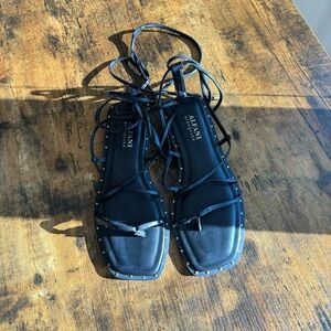 Alfani Womens Novaraa Faux Leather Casual Strappy Sandals Black 6.5 Medium